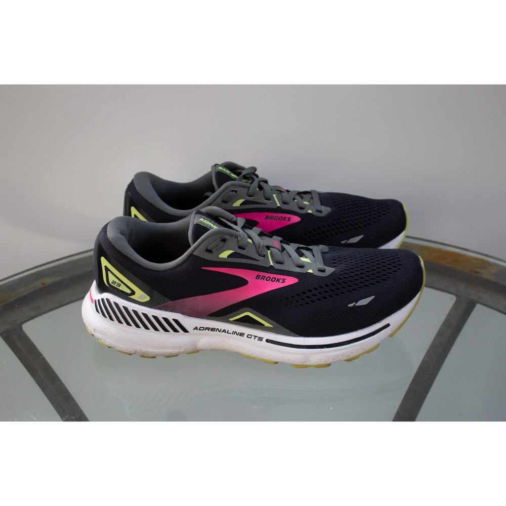 Brooks Adrenaline GTS 23 Womens Running Shoe Black Pink Lime Size 10.5 Narrow 2A